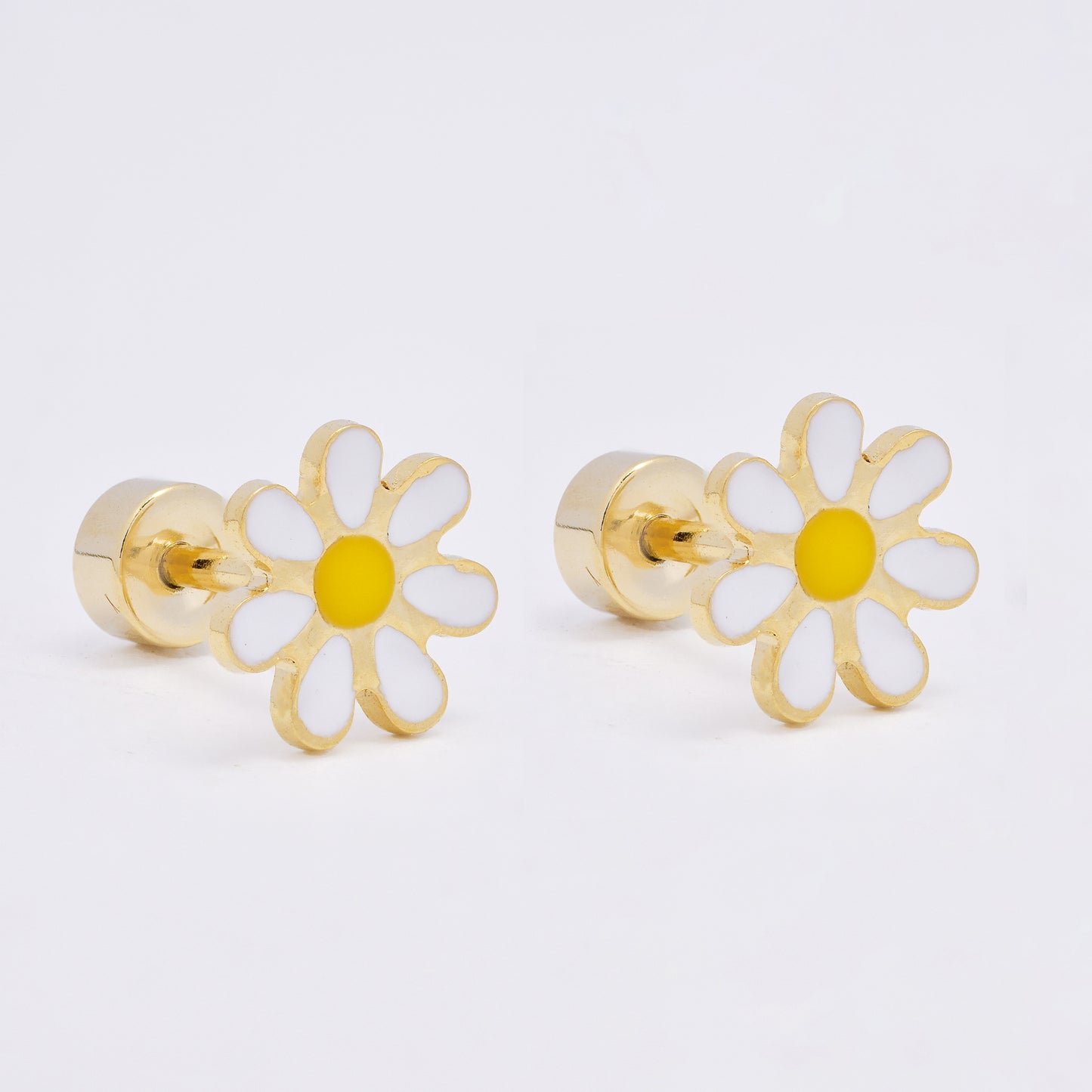 SSME3472 - Steel 12-pack 8mm enamel flower stud earring with flat back closure