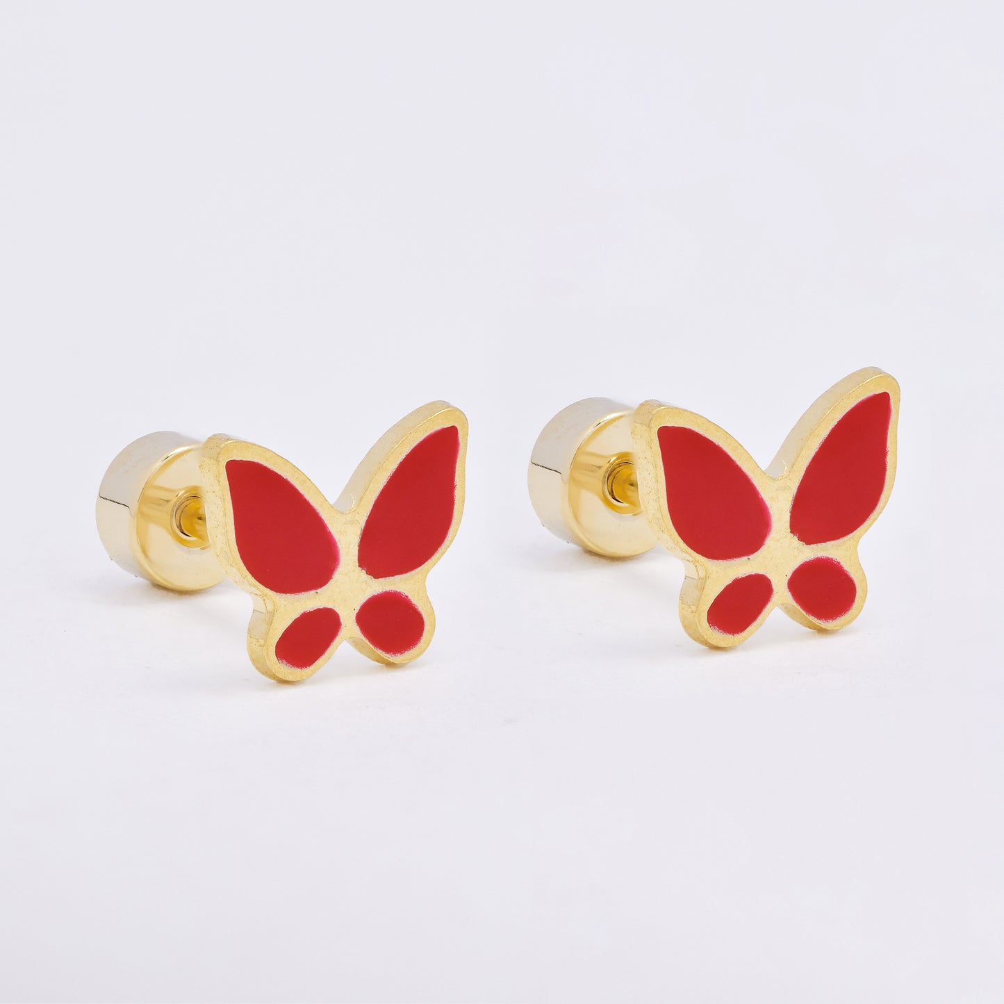 SSME3473 - Steel 12-pack 6.5mm x 7.5mm enamel butterfly stud earring with flat back closure