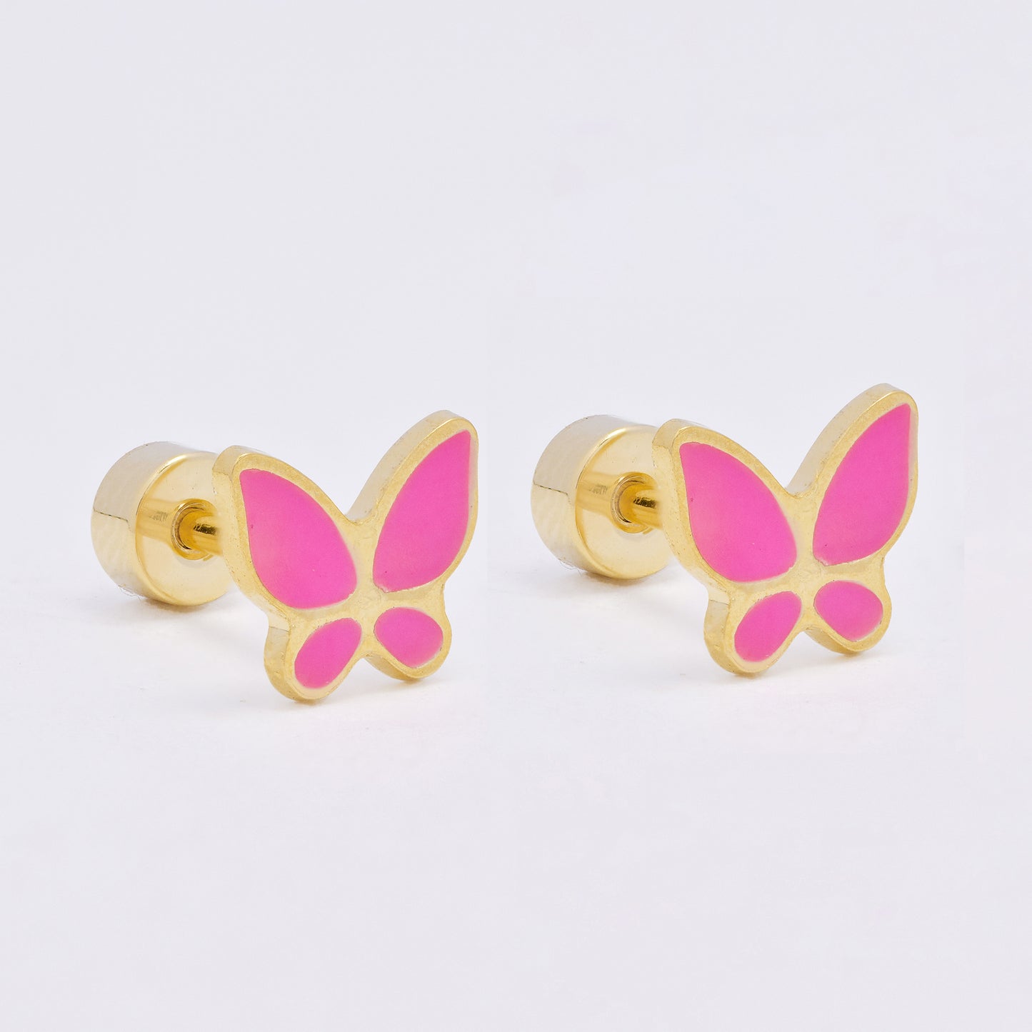 SSME3473 - Steel 12-pack 6.5mm x 7.5mm enamel butterfly stud earring with flat back closure