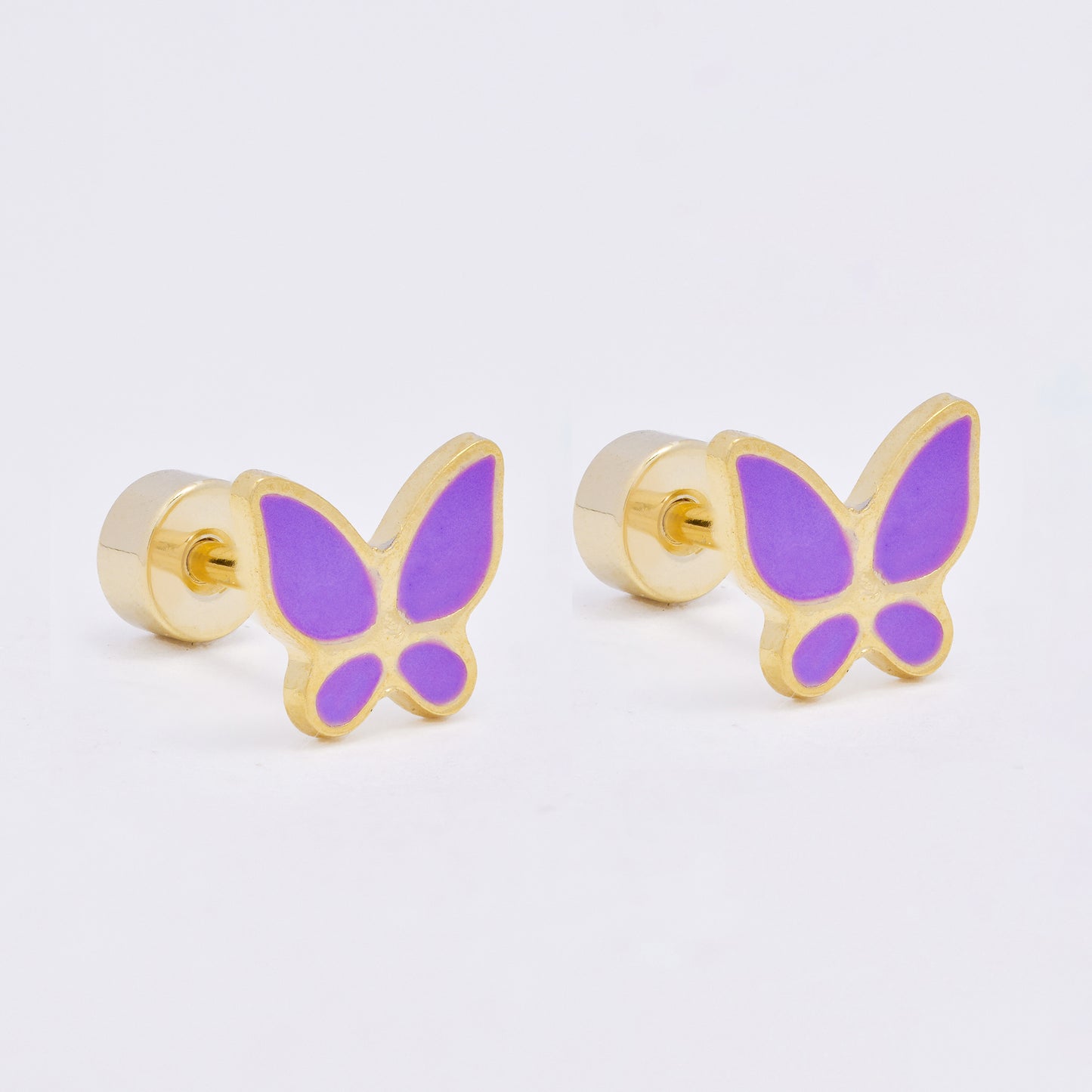 SSME3473 - Steel 12-pack 6.5mm x 7.5mm enamel butterfly stud earring with flat back closure