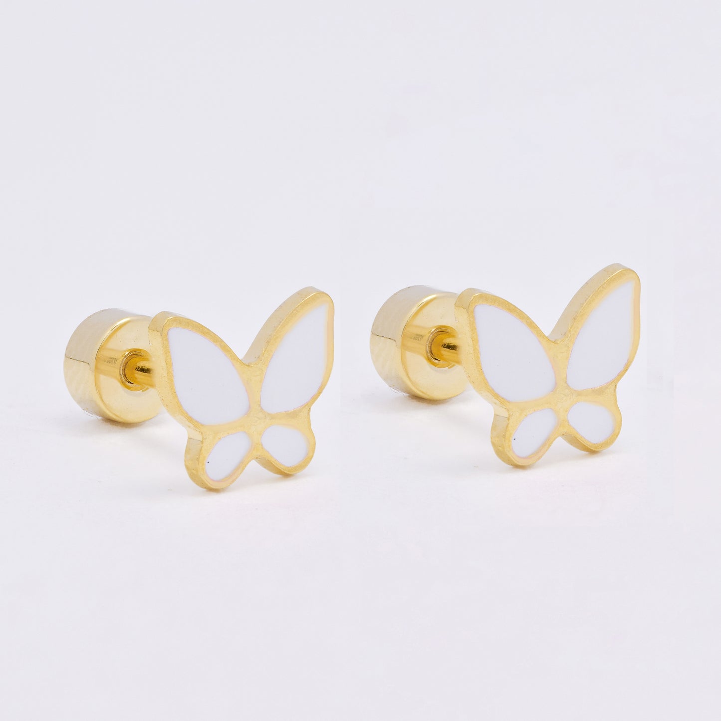 SSME3473 - Steel 12-pack 6.5mm x 7.5mm enamel butterfly stud earring with flat back closure