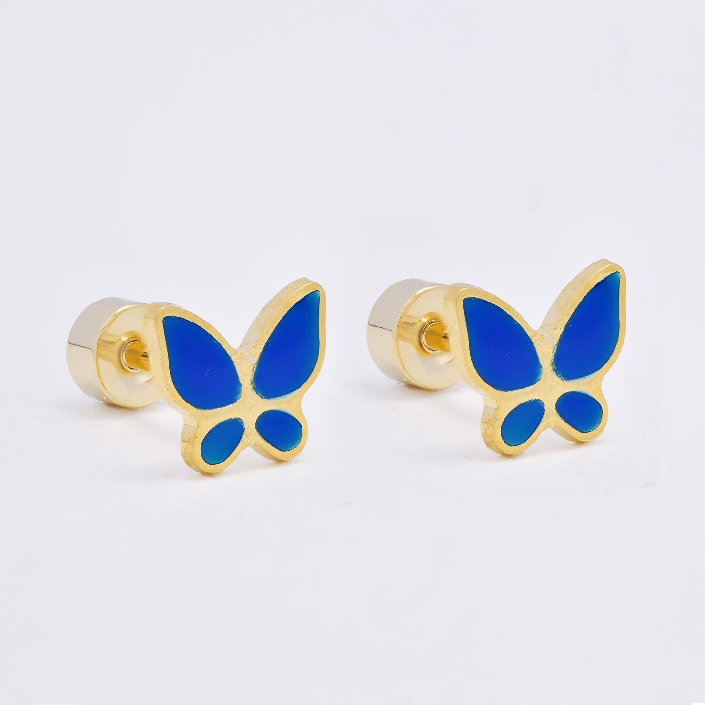 SSME3473 - Steel 12-pack 6.5mm x 7.5mm enamel butterfly stud earring with flat back closure