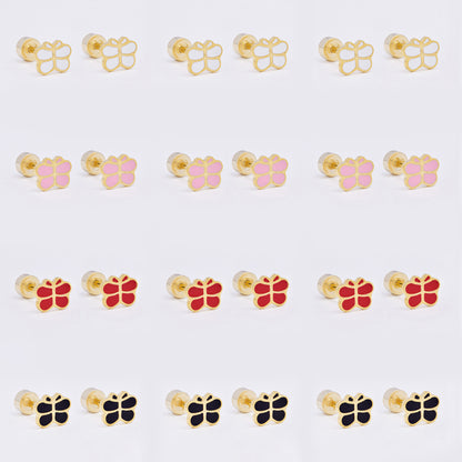 SSME3474 - Steel 12-pack 5.5mm x 7mm small enamel butterfly