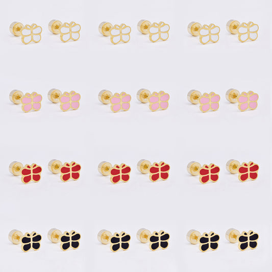 SSME3474 - Steel 12-pack 5.5mm x 7mm small enamel butterfly