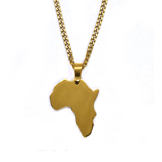 Stainless steel Africa pendant on chain - SSMN1049