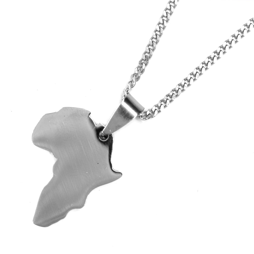 Stainless steel Africa pendant on chain - SSMN1049