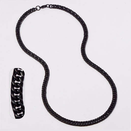 Stainless Steel black curb 8mm x 60cm chain - SSMN2019