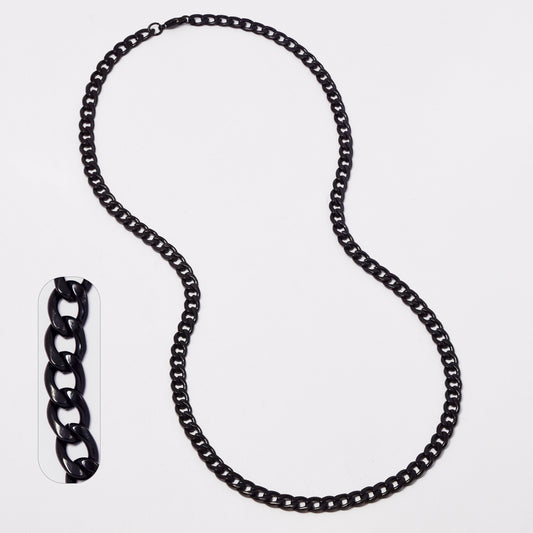 Stainless Steel black curb 6mm x 60cm chain - SSMN2021