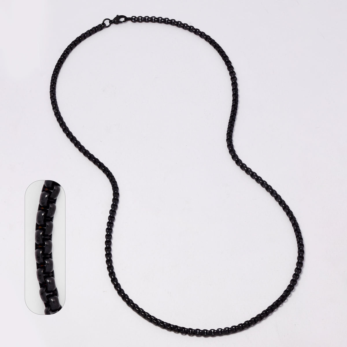 Stainless Steel black Rolo 4mm x 60cm chain - SSMN2100