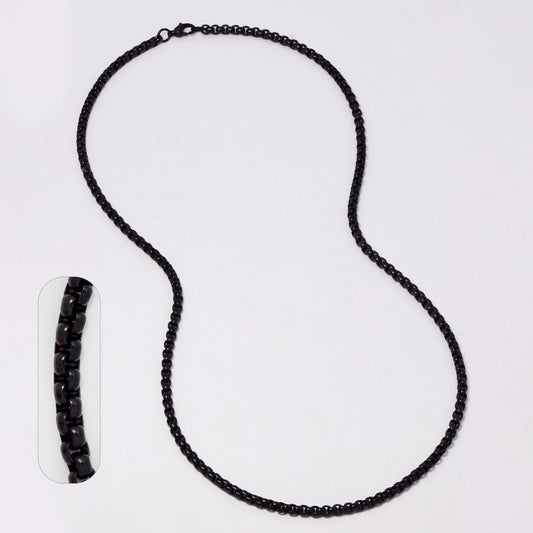 Stainless Steel black Rolo 4mm x 60cm chain - SSMN2100