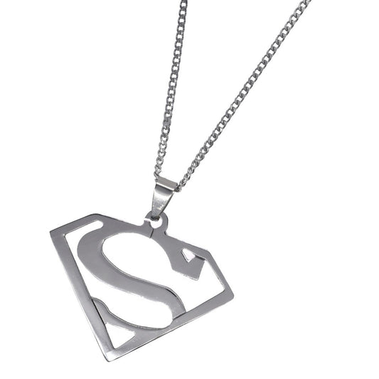 Stainless steel large superman on chain