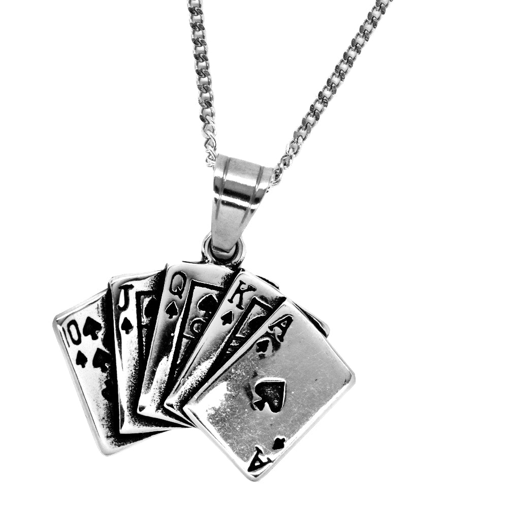 Stainless steel set of cards necklace - SSMN2702