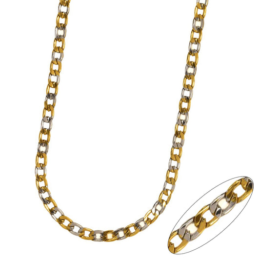 Stainless steel 3mm x 50cm two tone curb chain - SSMN2809