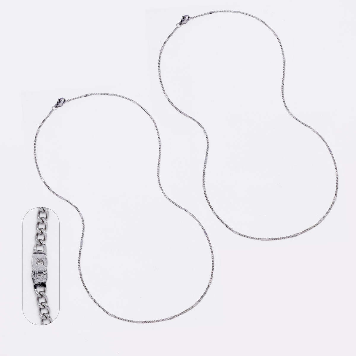 2 Pack stainless steel stamped curb 1mm x 50cm chain