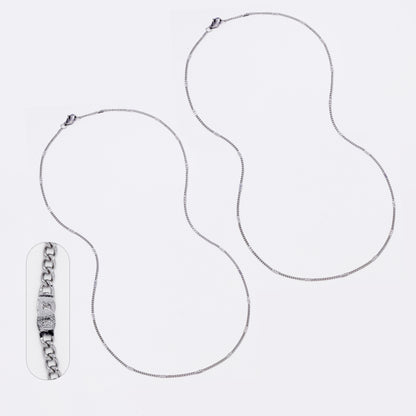 2 Pack stainless steel stamped curb 1mm x 50cm chain