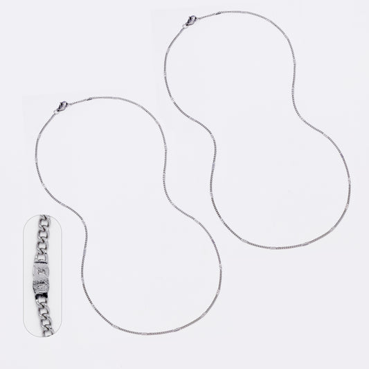 2 Pack stainless steel stamped curb 1mm x 50cm chain