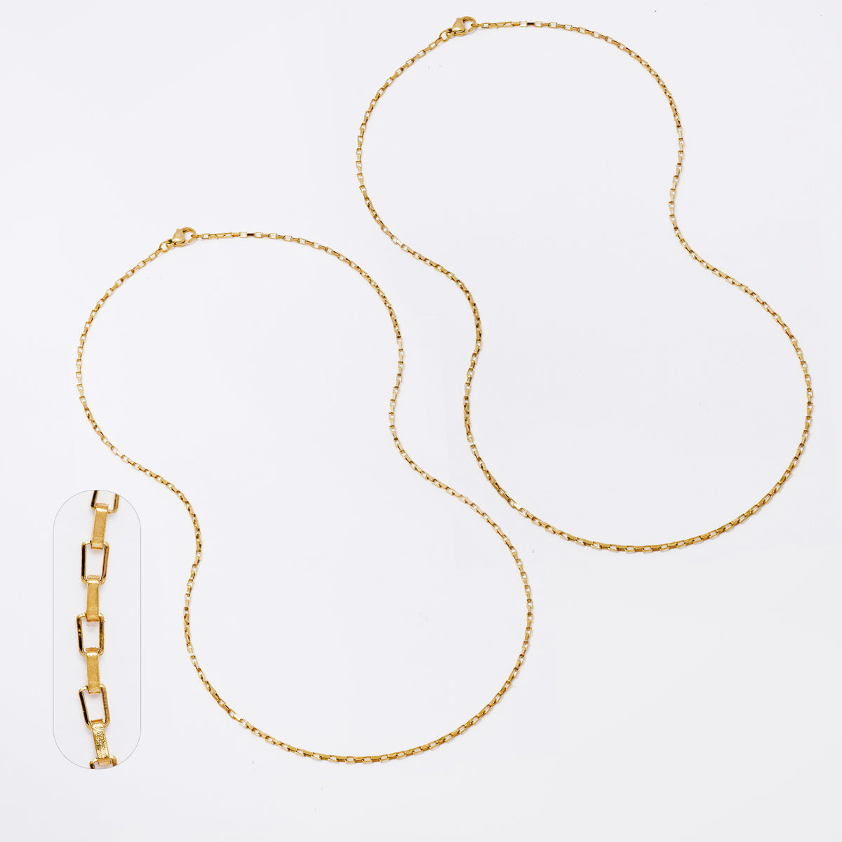 2 Pack Stainless steel box 1.5mm x 50cm chain