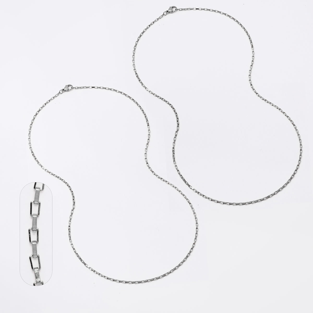 2 Pack Stainless steel box 1.5mm x 50cm chain