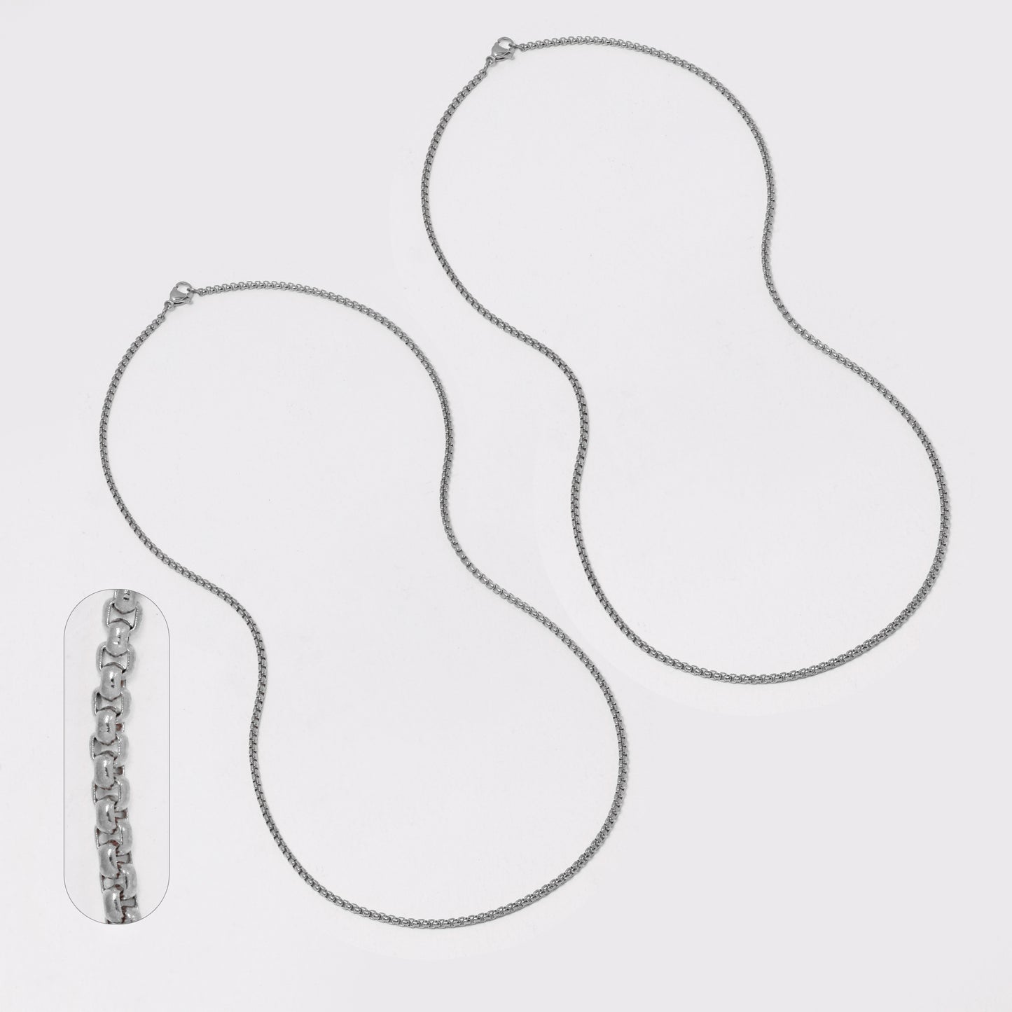 2 Pack stainless steel Rolo 2mm x 50cm chain - SSMN2814