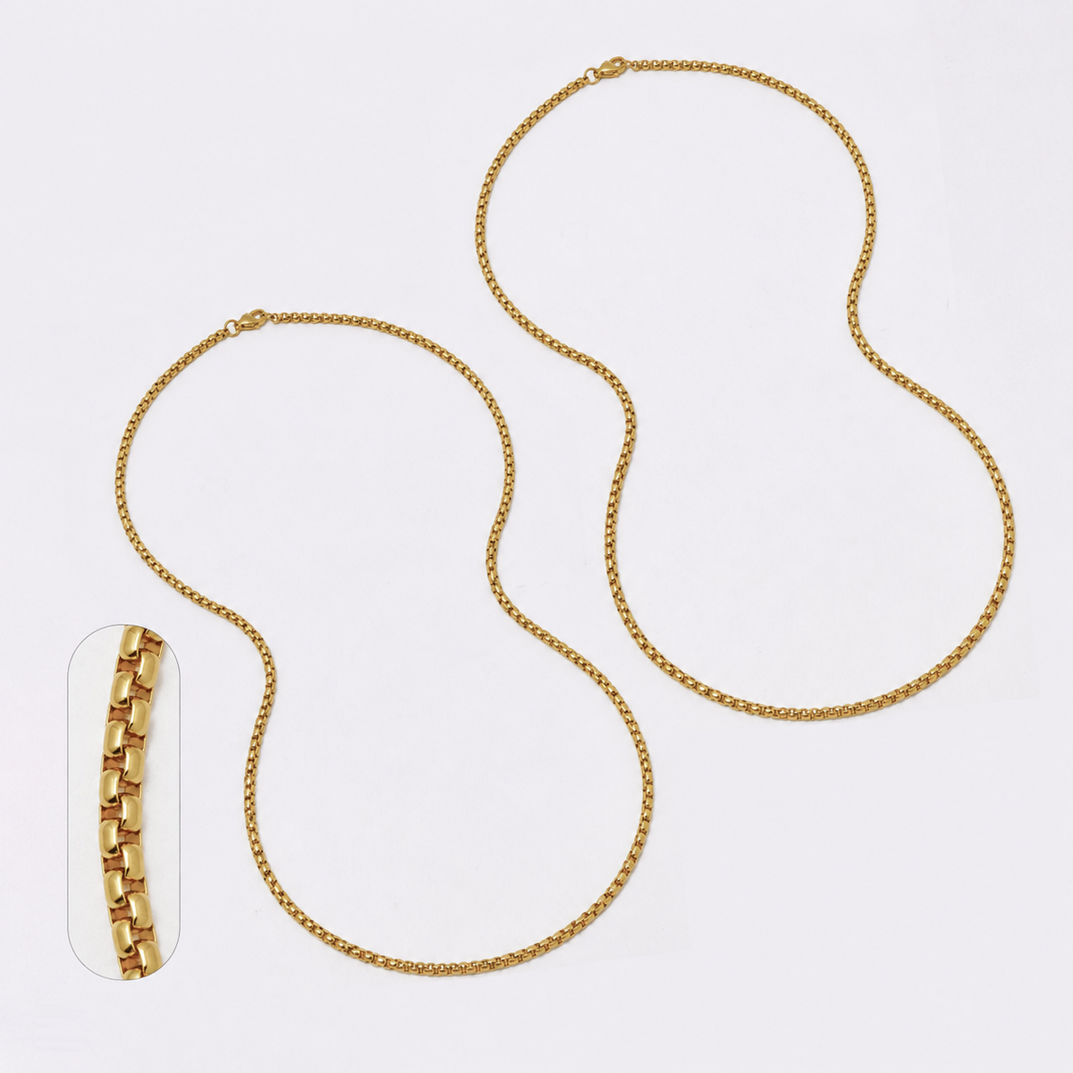 2 Pack stainless steel Rolo 3mm x 60cm chain - SSMN2851