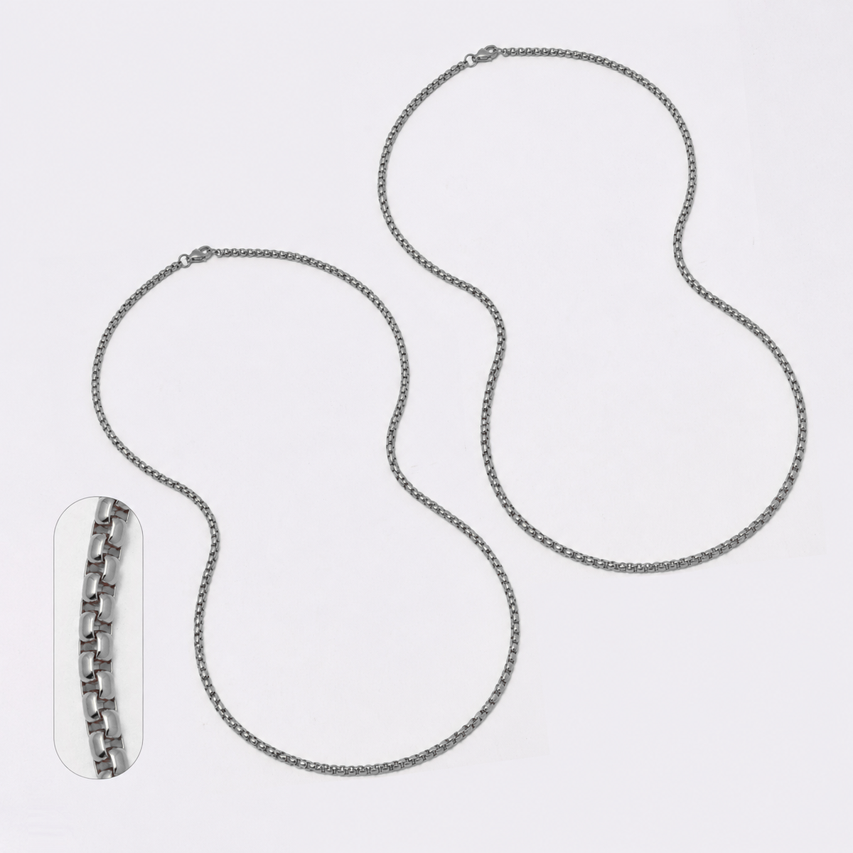 2 Pack stainless steel Rolo 3mm x 60cm chain - SSMN2851