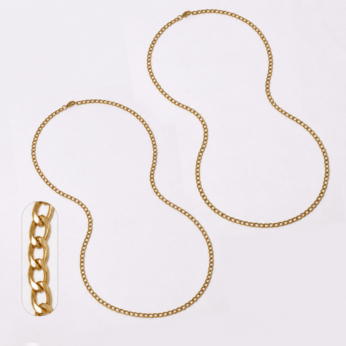 2 Pack stainless steel curb 3.8mm x 60cm chain - SSMN2853