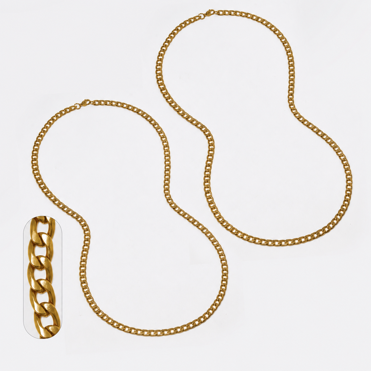 2 Pack stainless steel curb 5mm x 60cm chain - SSMN2854