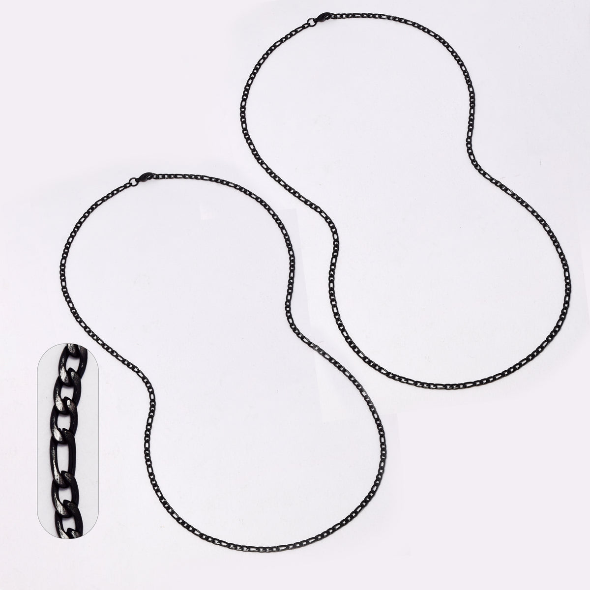 2 Pack stainless steel figaro 3mm x 60cm chain - SSMN2856