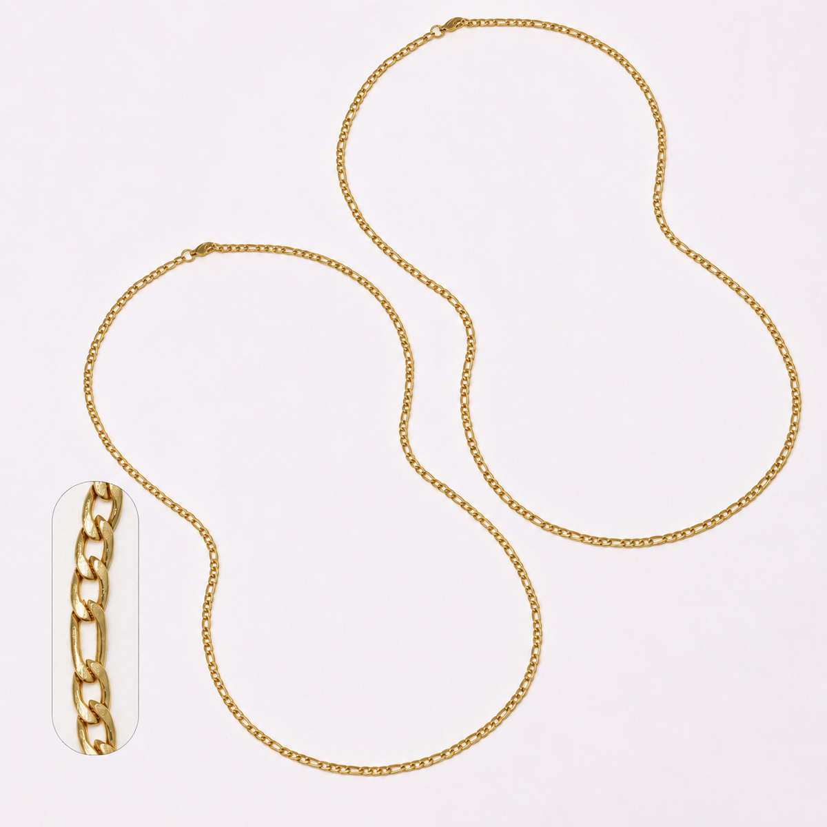 2 Pack stainless steel figaro 3mm x 60cm chain - SSMN2856