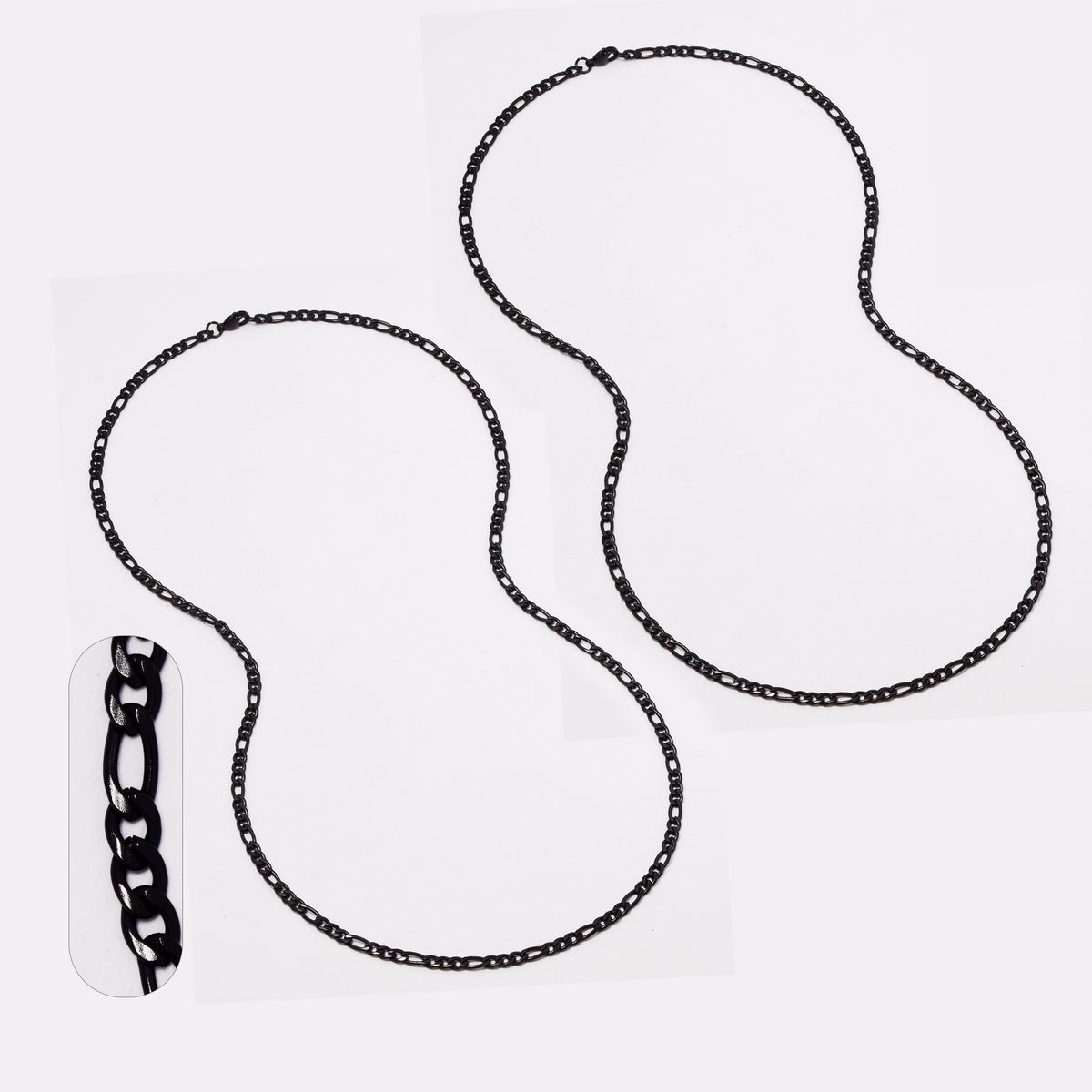 2 Pack stainless steel figaro 3.8mm x 60cm chain - SSMN2857