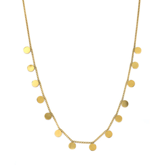 Stainless steel round disk choker necklace - 40cm + 5cm extension