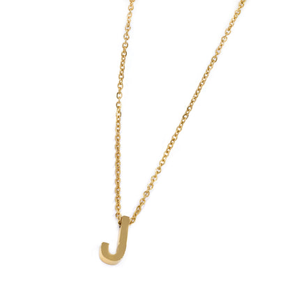 Steel gold initial block letter necklaces - SSMN2883