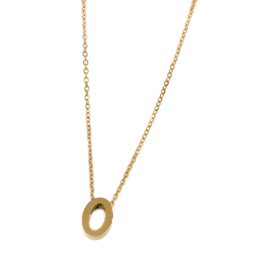 Steel gold initial block letter necklaces - SSMN2883