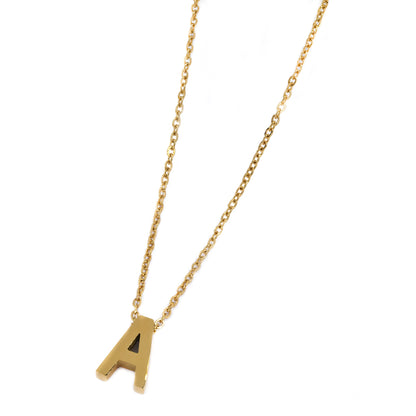 Steel gold initial block letter necklaces - SSMN2883