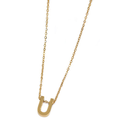 Steel gold initial block letter necklaces - SSMN2883
