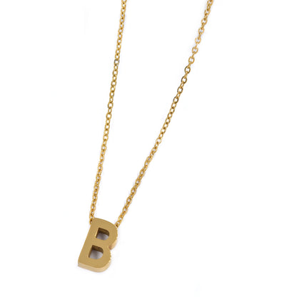 Steel gold initial block letter necklaces - SSMN2883