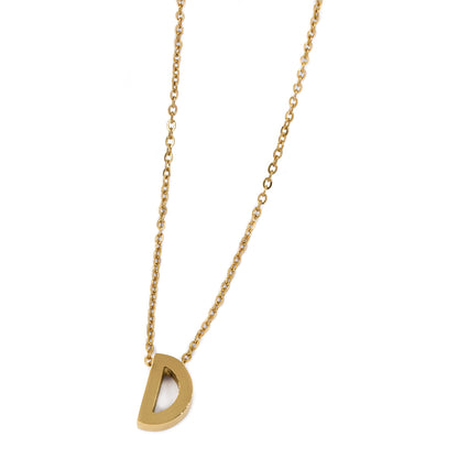 Steel gold initial block letter necklaces - SSMN2883