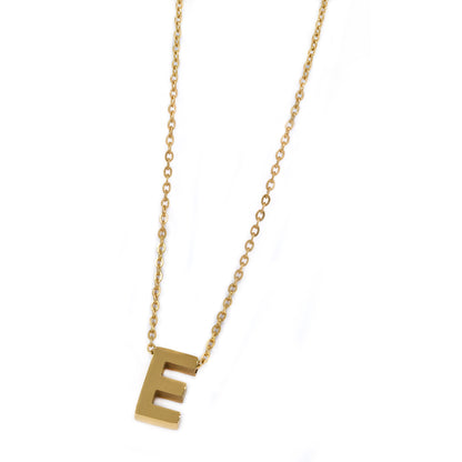 Steel gold initial block letter necklaces - SSMN2883