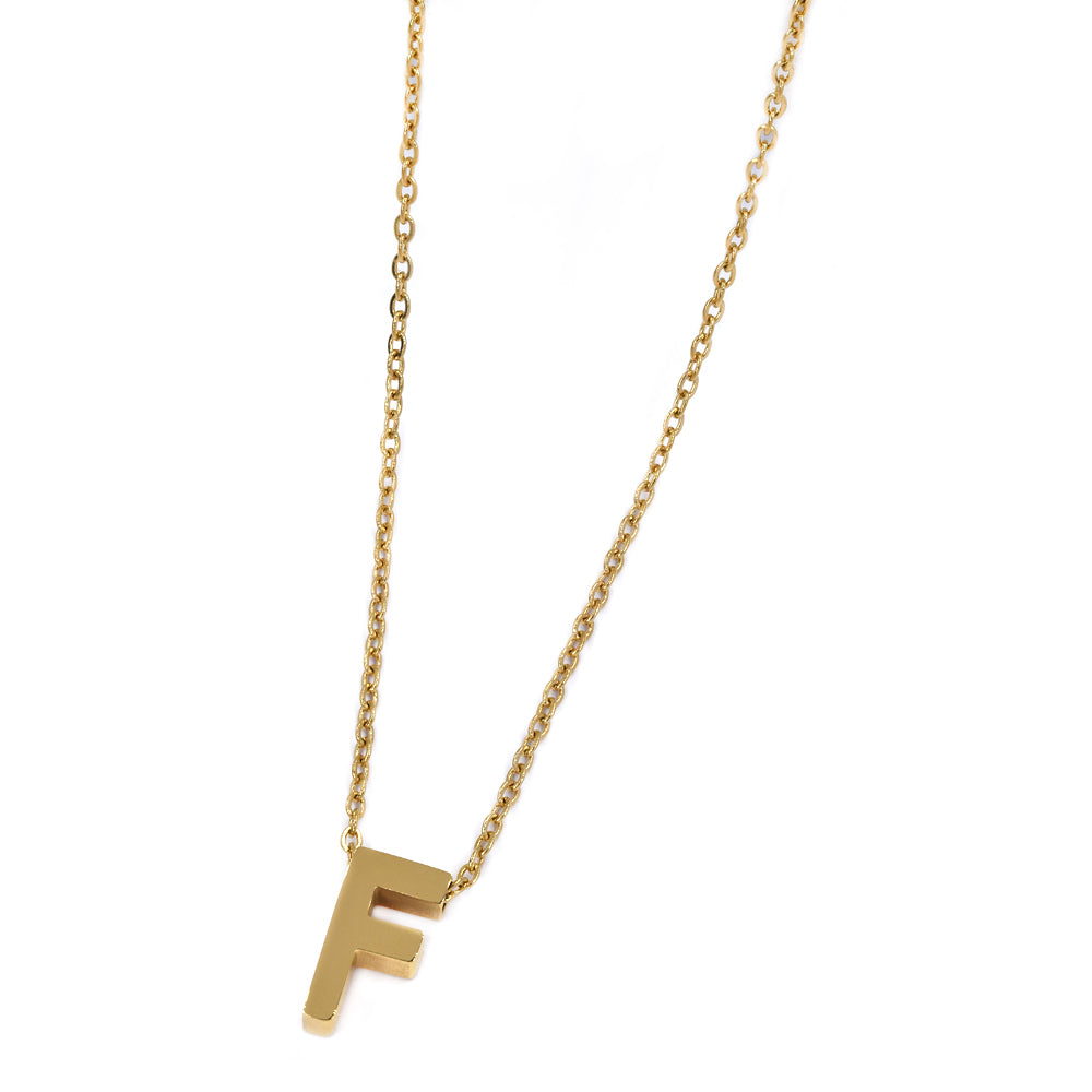 Steel gold initial block letter necklaces - SSMN2883