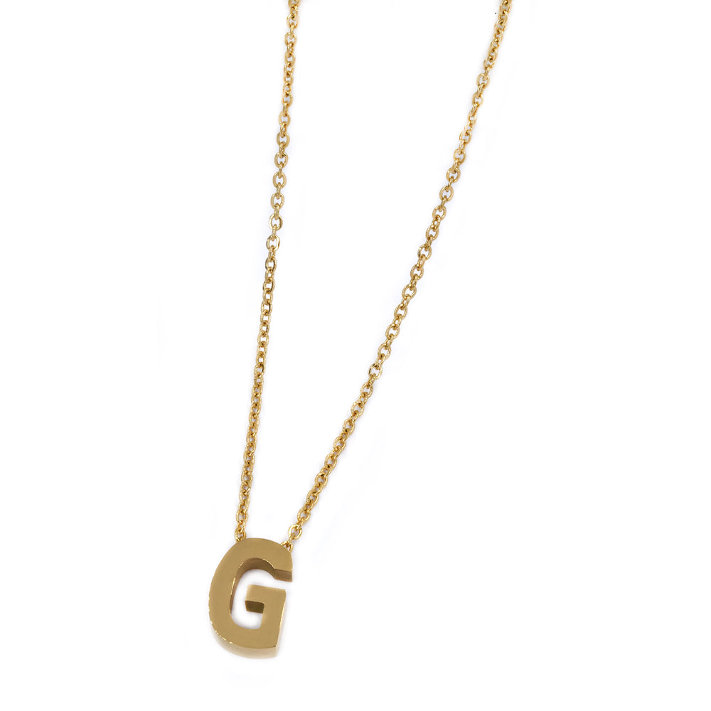 Steel gold initial block letter necklaces - SSMN2883