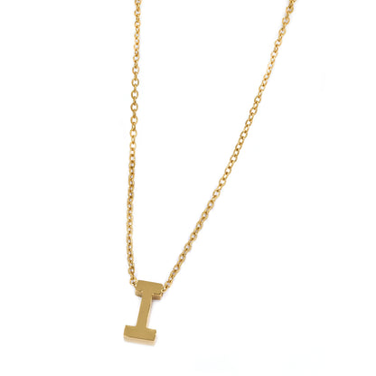 Steel gold initial block letter necklaces - SSMN2883