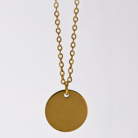 Stainless steel round engravable disc necklace - SSMN2951