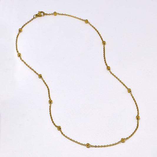 SSMN3026 - Steel 2 pack 45cm gold bead necklace