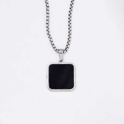 SSMN3034 - Steel 56cm x 2mm square two tone pendant necklace