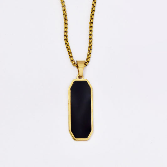 SSMN3035 - Steel 56cm x 2mm oval two tone pendant necklace