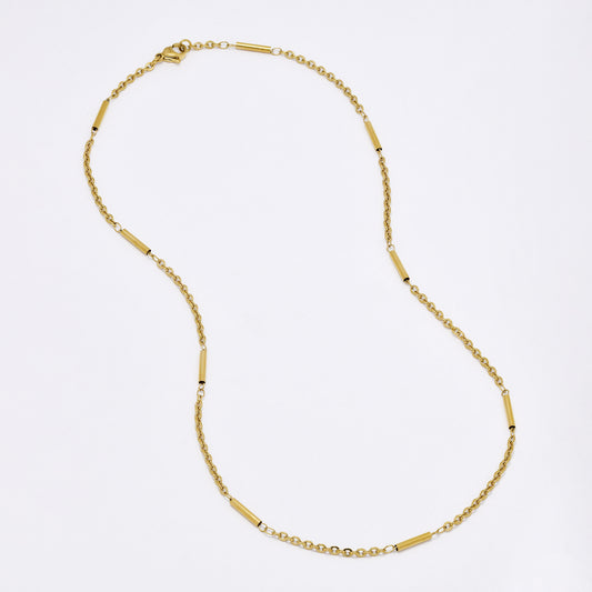 SSMN3043 - Steel 45cm x 2mm cylinder bead necklace