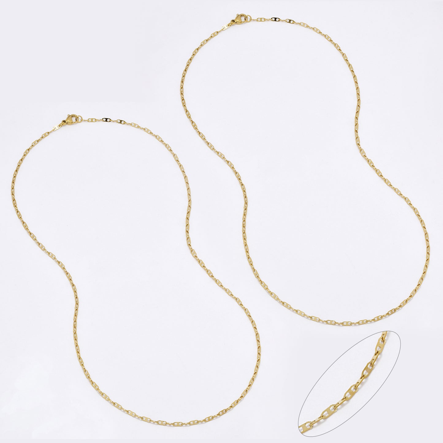 SSMN3044 - Steel 2 pack 50cm x 2mm small gucci link necklace