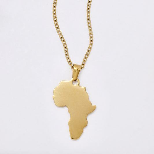 SSMN3053 - Steel 45cm
  Africa map disk necklace