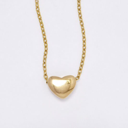 SSMN3054 - Steel 45cm domed heart necklace (heart 9mm x 10mm)