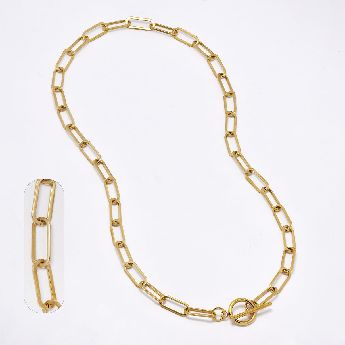 SSMN3058 - St Steel 50cm x 6.5mm chunky paperclip toggle chain